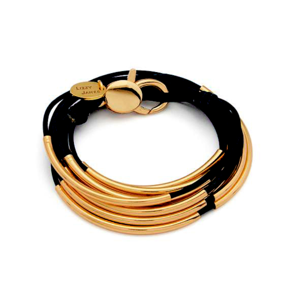 Lizzy James Lizzy Classic Gold Black Wrap Bracelet