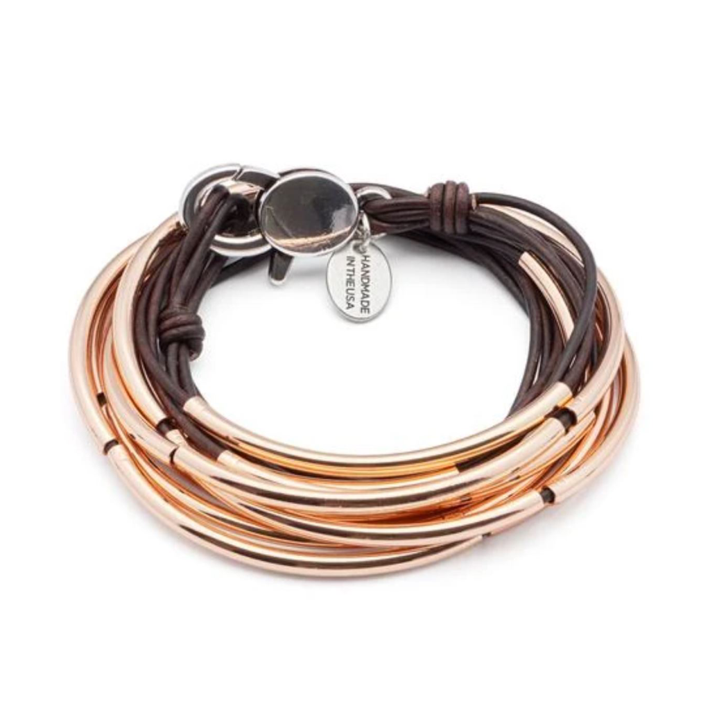 Lizzy James Lizzy Classic Rose Gold Brown Wrap Bracelet