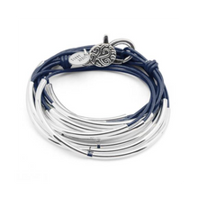 Lizzy James Lizzy Classic Silver Gloss Navy Wrap Bracelet
