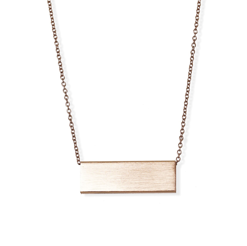 jj+rr Luxe Brushed Bar Necklace Rose Gold 4N422-RG