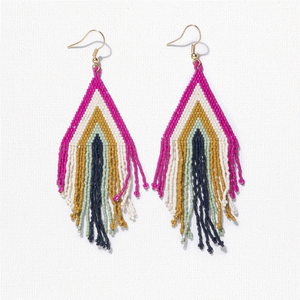 Ink + Alloy Haley Stacked Triangle Fringe Earrings Magenta LXER1000MG