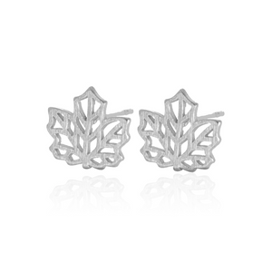 jj+rr Maple Leaf Origami Studs Silver 7E9-S