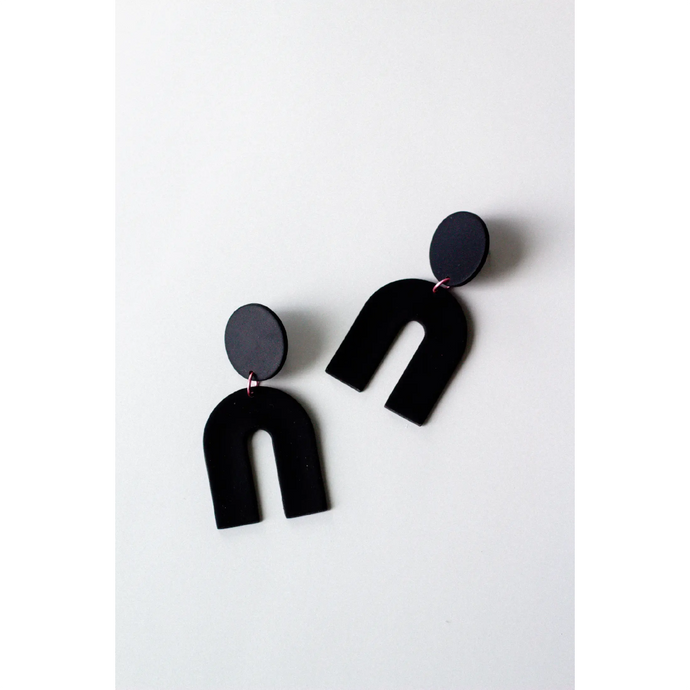 Slow Day Studios Matte Black Arch Dangle Earrings