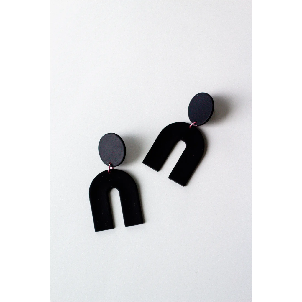 Slow Day Studios Matte Black Arch Dangle Earrings