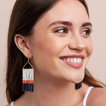 INK + ALLOY Navy Coral White Colour Block Fringe on Triangle Earrings SBER2301WH