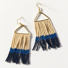 INK + ALLOY Navy Lapis Ivory Colour Block Fringe on Triangle Earrings SBER2301NA