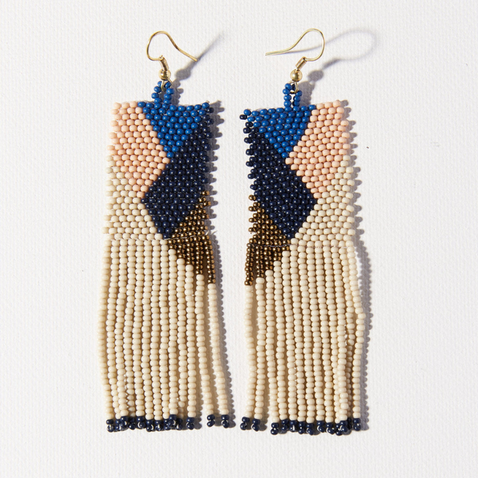 Ink + Alloy Charlotte Angles Fringe Earrings Navy SBER2600NA