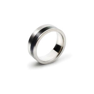 Konzuk Off-Set Concrete 8mm Ring Black KMr136blk