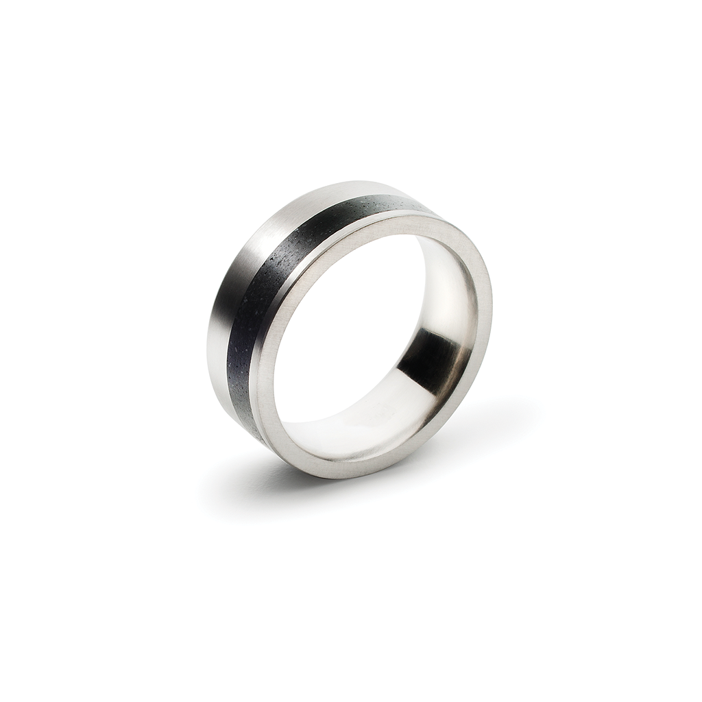Konzuk Off-Set Concrete 8mm Ring Black KMr136blk