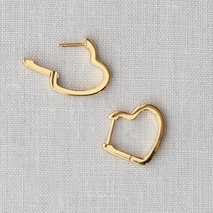 Kris Nations Open Heart Hinged Huggie Hoops Gold E761-G