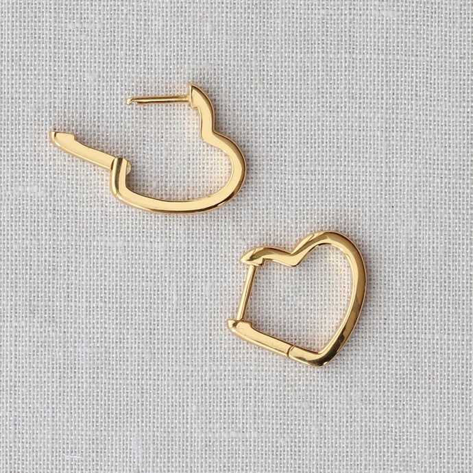 Kris Nations Open Heart Hinged Huggie Hoops Gold E761-G