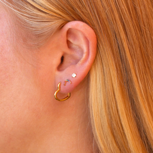 Kris Nations Open Heart Hinged Huggie Hoops Gold E761-G
