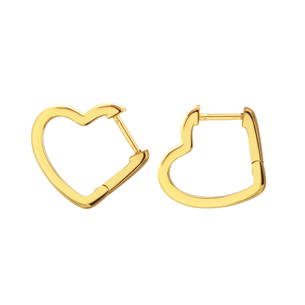 Kris Nations Open Heart Hinged Huggie Hoops Gold E761-G