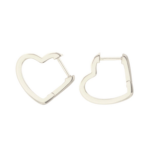 Kris Nations Open Heart Hinged Huggie Hoops Silver E761-S
