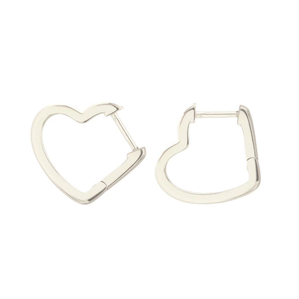Kris Nations Open Heart Hinged Huggie Hoops Silver E761-S