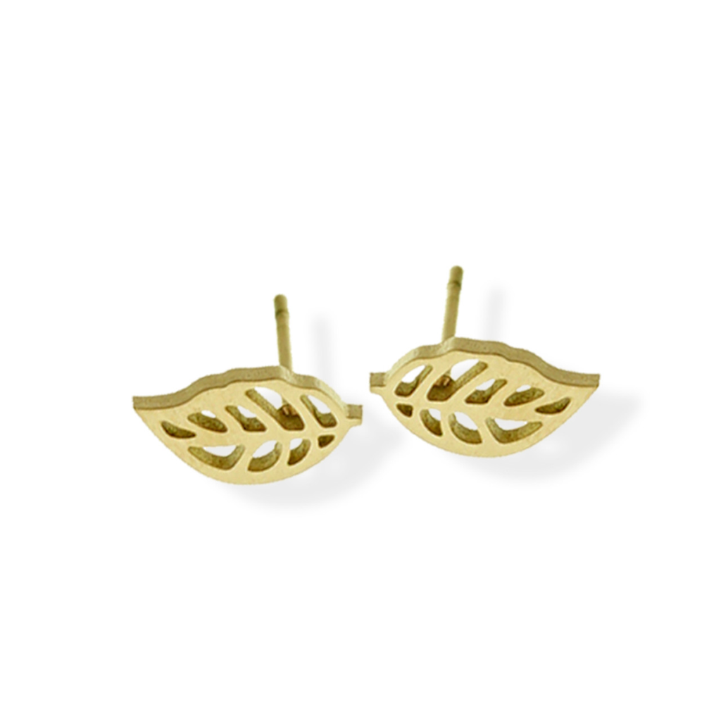 jj+rr Origami Leaf Studs Gold 9E56G