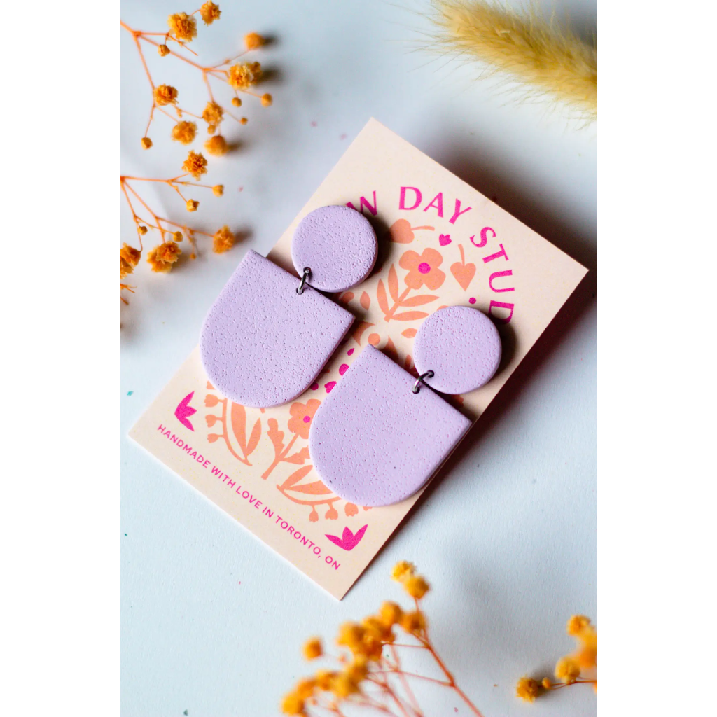 Slow Day Studios Pastel Purple Small Textured Dome Earrings