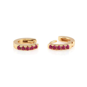 Kris Nations Crystal Huggie Hoops Ruby Gold E759-G-RUBY
