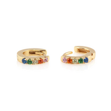 Kris Nations Crystal Huggie Hoops Rainbow Gold E672-G-RAINBOW