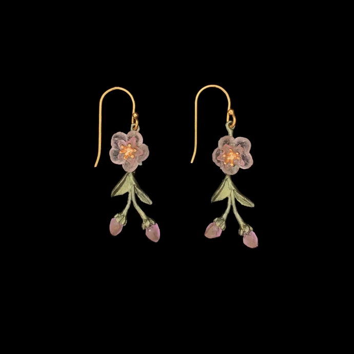Silver Seasons Peach Blossom Dainty Flower Drop Earrings 3700BZ