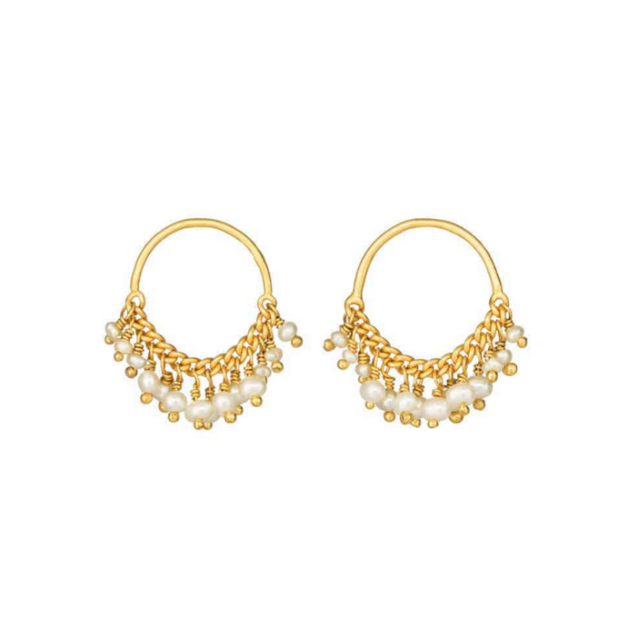 Kate Wood Pearl Loops Studs Gold LO-E02-PVY