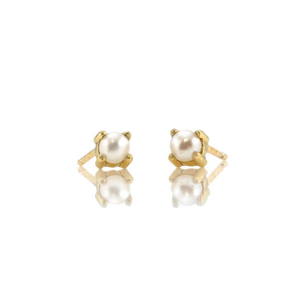Kris Nations Pearl Prong Set Studs Gold E669-G-PRL