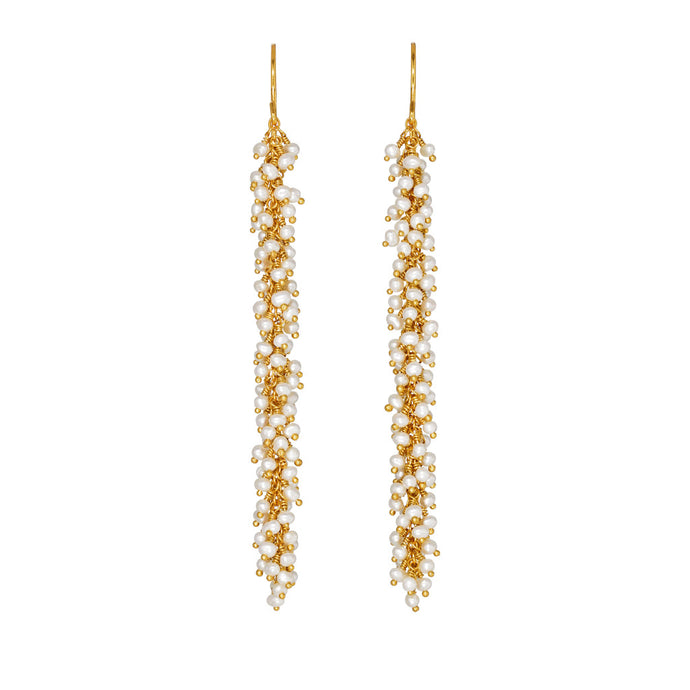 Kate Wood Pearl & Gold Vermeil Catkin Earrings  EUR CA-E01-PVY