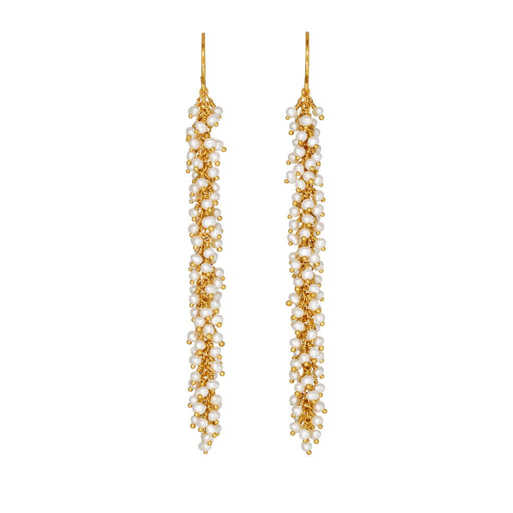 Kate Wood Pearl & Gold Vermeil Catkin Earrings  EUR CA-E01-PVY