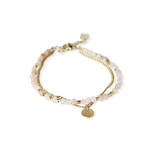jj+rr Pink Aventurine Stone & Curb Chain Bracelet Gold 10B1GPINK