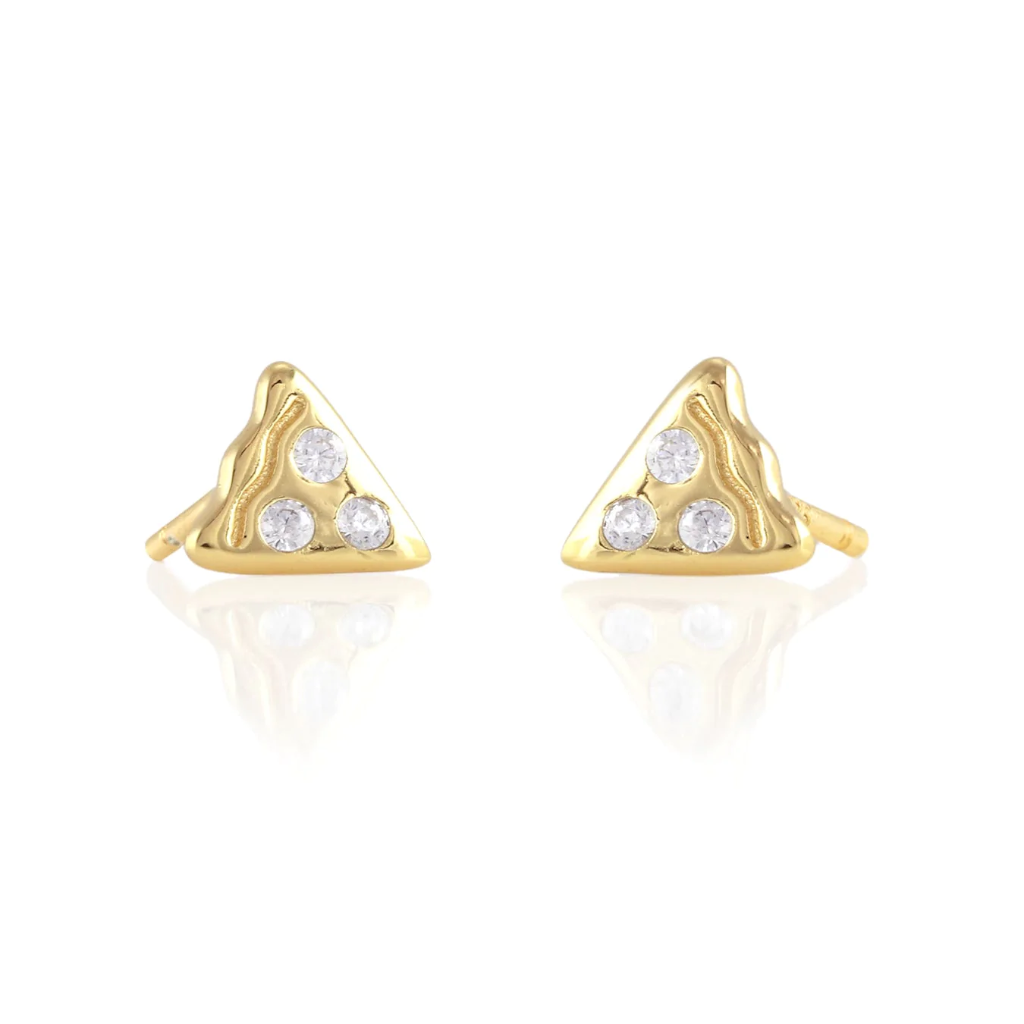Kris Nations Pizza Crystal Studs Gold E733-G