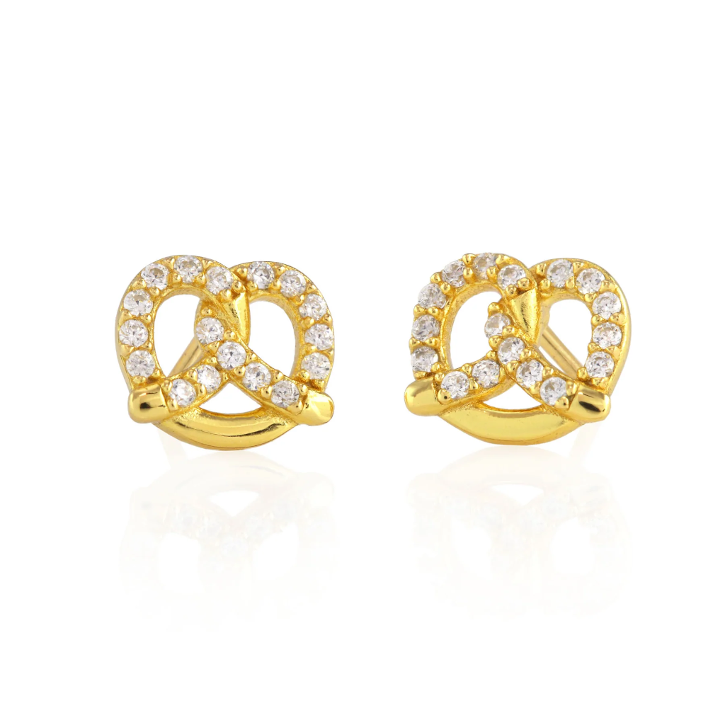 Kris Nations Pretzel Crystal Studs Gold E765-G