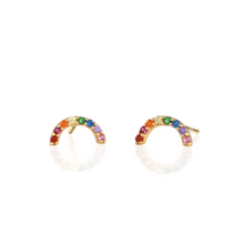 Kris Nations Rainbow Arc Crystal Studs Gold E763-G