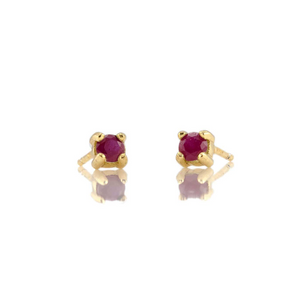 Kris Nations Ruby Prong Set Studs Gold E669-G-RUBY