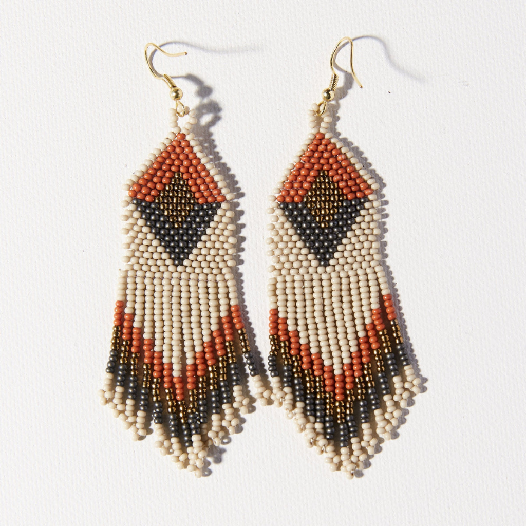 Ink + Alloy Hallie Diamond Beaded Fringe Earrings Rust SBER3100RU