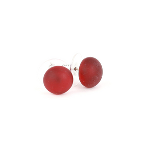 Alicia Niles Simple Glass Studs Frosted Red ER125
