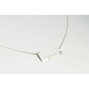 dconstruct Small Offset Concrete Fractured Necklace White Silver CON-J-FR-N-OFFS-WS-16