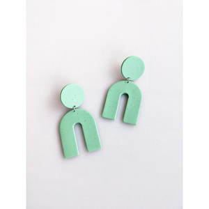 Slow Day Studios Speckled Sage Arch Dangle Earrings