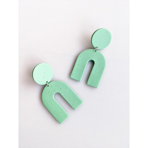 Slow Day Studios Speckled Sage Arch Dangle Earrings