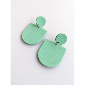 Slow Day Studios Speckled Sage Large Dome Dangle Earrings