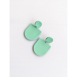 Slow Day Studios Speckled Sage Large Dome Dangle Earrings