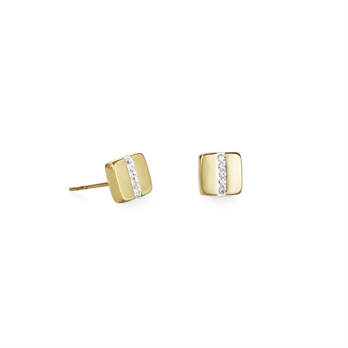 Coeur de Lion Square Gold Crystal Pave Studs 0325-21-1800