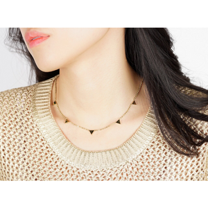 jj+rr Stationed Triangle Necklace Gold 8N1G