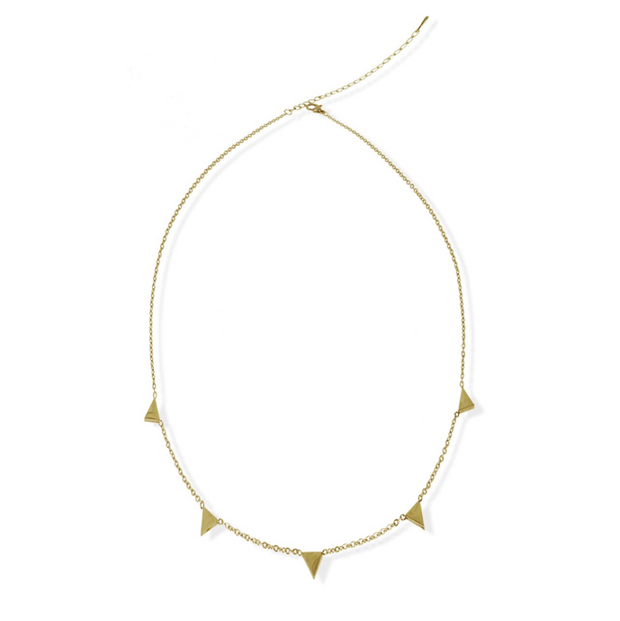 jj+rr Stationed Triangle Necklace Gold 8N1G