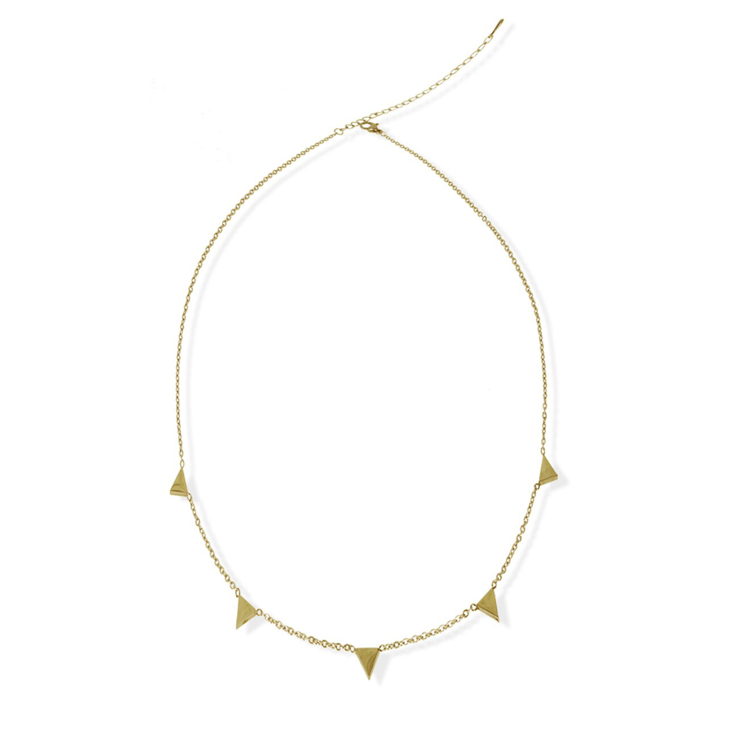 jj+rr Stationed Triangle Necklace Gold 8N1G