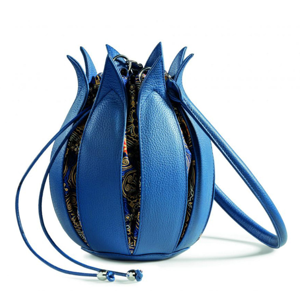 bylin Structure Leather Tulip Bag Cobalt Batik Dubai 071622