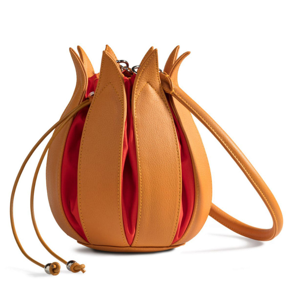 bylin Structure Leather Tulip Bag Yellow Orange 071802