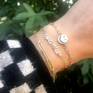 Kris Nations Thick Paperclip Chain Bracelet Silver B383-S