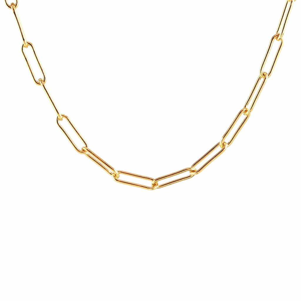 Kris Nations Thick Paperclip Chain Necklace Gold N867-G