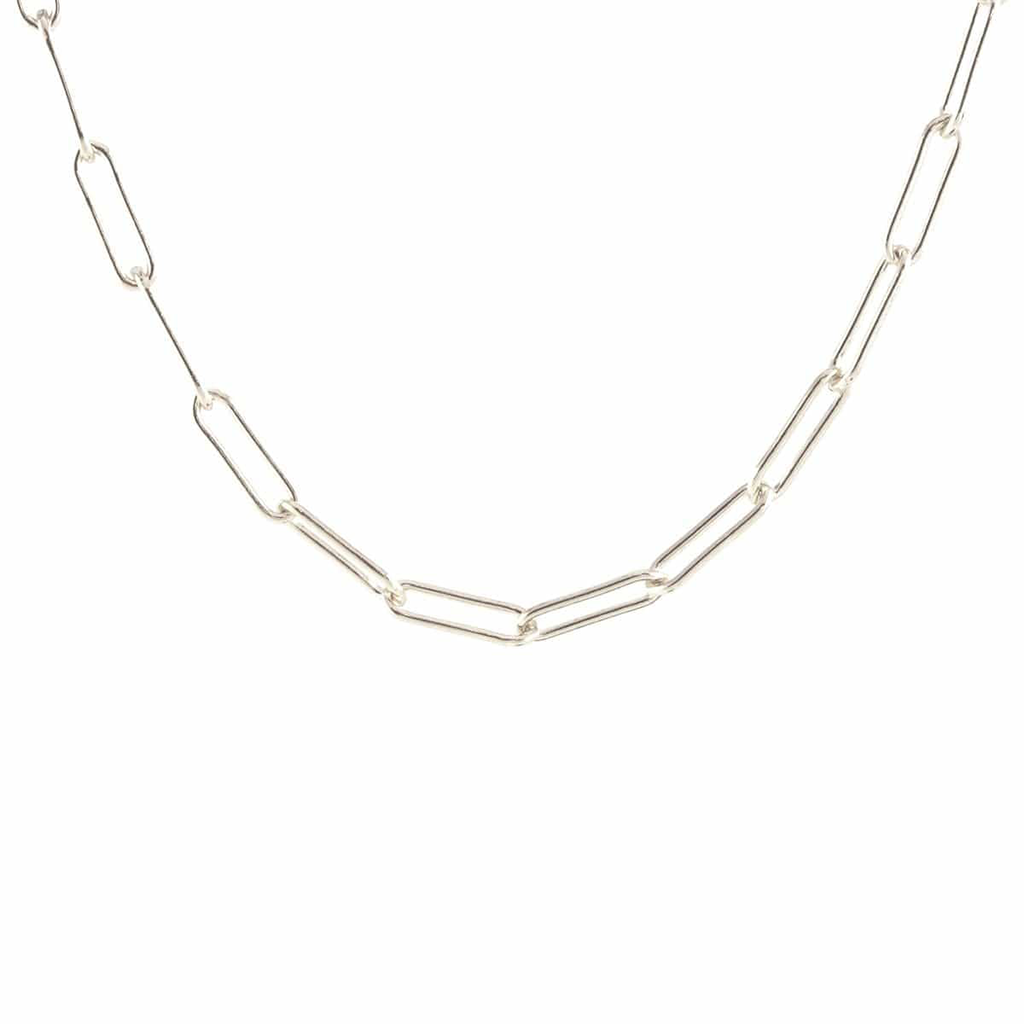Kris Nations Thick Paperclip Chain Necklace Silver N867-S