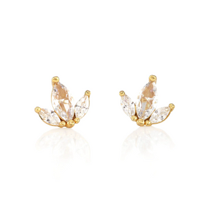 Kris Nations Triple Crystal Marquis Studs Gold E749-G